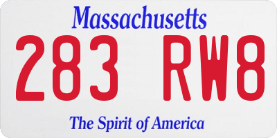 MA license plate 283RW8