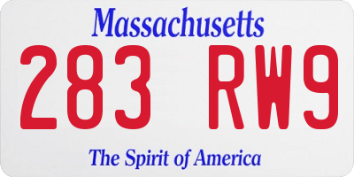 MA license plate 283RW9