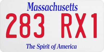 MA license plate 283RX1