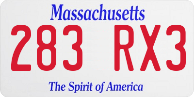 MA license plate 283RX3