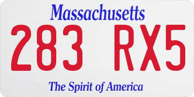 MA license plate 283RX5