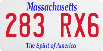 MA license plate 283RX6