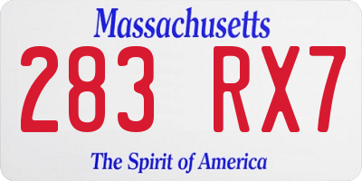 MA license plate 283RX7