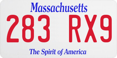 MA license plate 283RX9