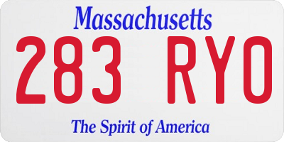 MA license plate 283RY0