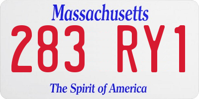 MA license plate 283RY1