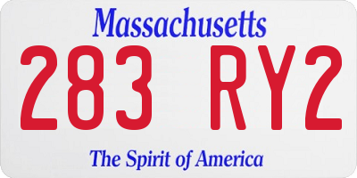 MA license plate 283RY2
