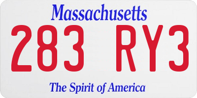 MA license plate 283RY3