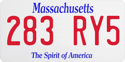 MA license plate 283RY5