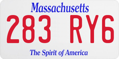 MA license plate 283RY6