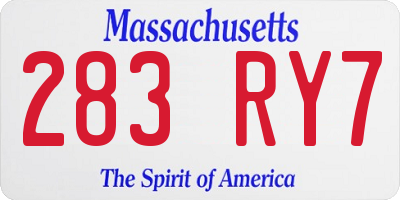 MA license plate 283RY7
