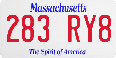 MA license plate 283RY8