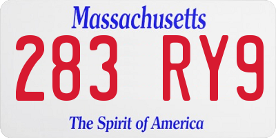 MA license plate 283RY9