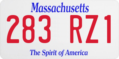 MA license plate 283RZ1