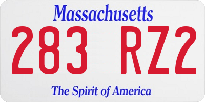 MA license plate 283RZ2
