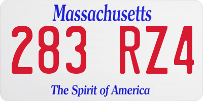 MA license plate 283RZ4