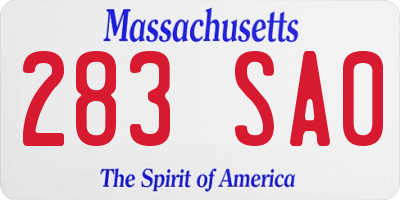MA license plate 283SA0