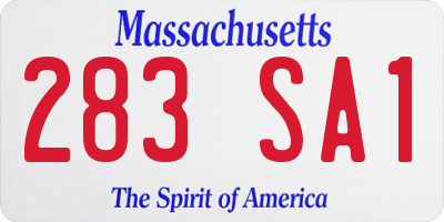 MA license plate 283SA1