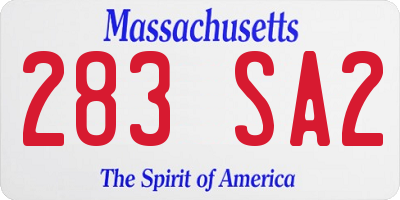 MA license plate 283SA2