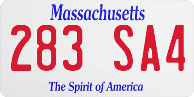 MA license plate 283SA4