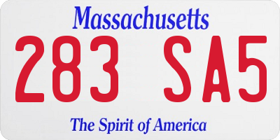 MA license plate 283SA5