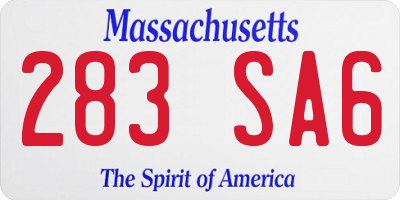 MA license plate 283SA6