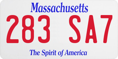 MA license plate 283SA7