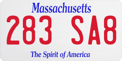 MA license plate 283SA8