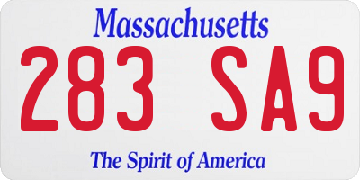 MA license plate 283SA9