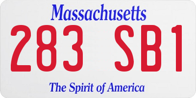 MA license plate 283SB1