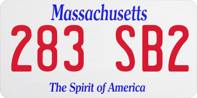 MA license plate 283SB2