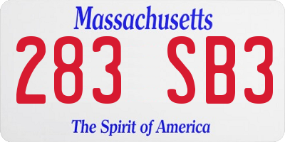 MA license plate 283SB3
