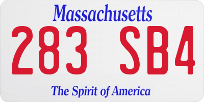 MA license plate 283SB4