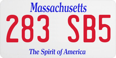 MA license plate 283SB5