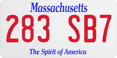 MA license plate 283SB7