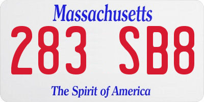 MA license plate 283SB8