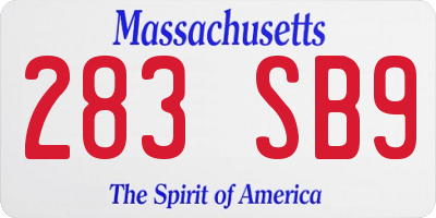 MA license plate 283SB9