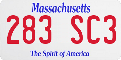 MA license plate 283SC3