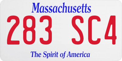 MA license plate 283SC4
