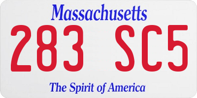 MA license plate 283SC5