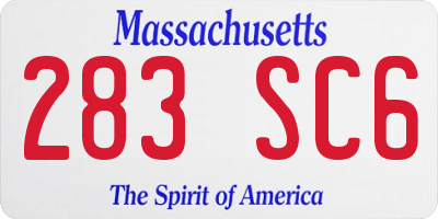 MA license plate 283SC6