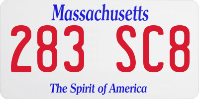 MA license plate 283SC8
