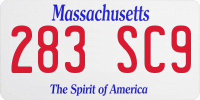 MA license plate 283SC9