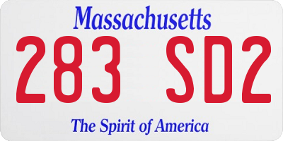 MA license plate 283SD2