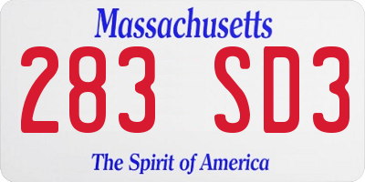 MA license plate 283SD3