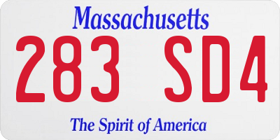 MA license plate 283SD4