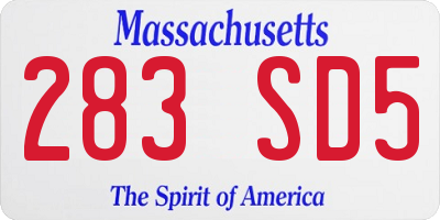 MA license plate 283SD5