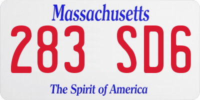 MA license plate 283SD6