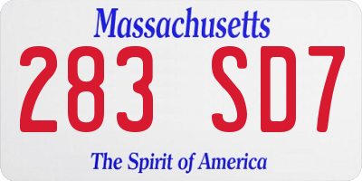 MA license plate 283SD7