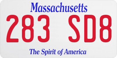 MA license plate 283SD8